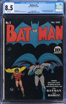 1940 D.C. Comics "Batman" #3 - CGC 8.5 White Pages